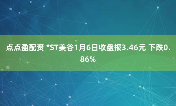 点点盈配资 *ST美谷1月6日收盘报3.46元 下跌0.86%